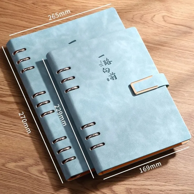 A5 6-Hole Business Loose Leaf Notebook with Buckle Strap 120 Pages Gift Box Set Option Office Meeting Journal Custom Logo