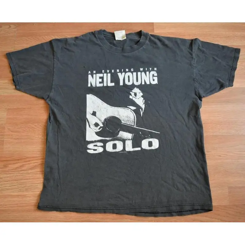 Vintage 1999 Faded Rare Neil Young Solo Tour Shirt Tee XL Folk Rock Bob Dylan