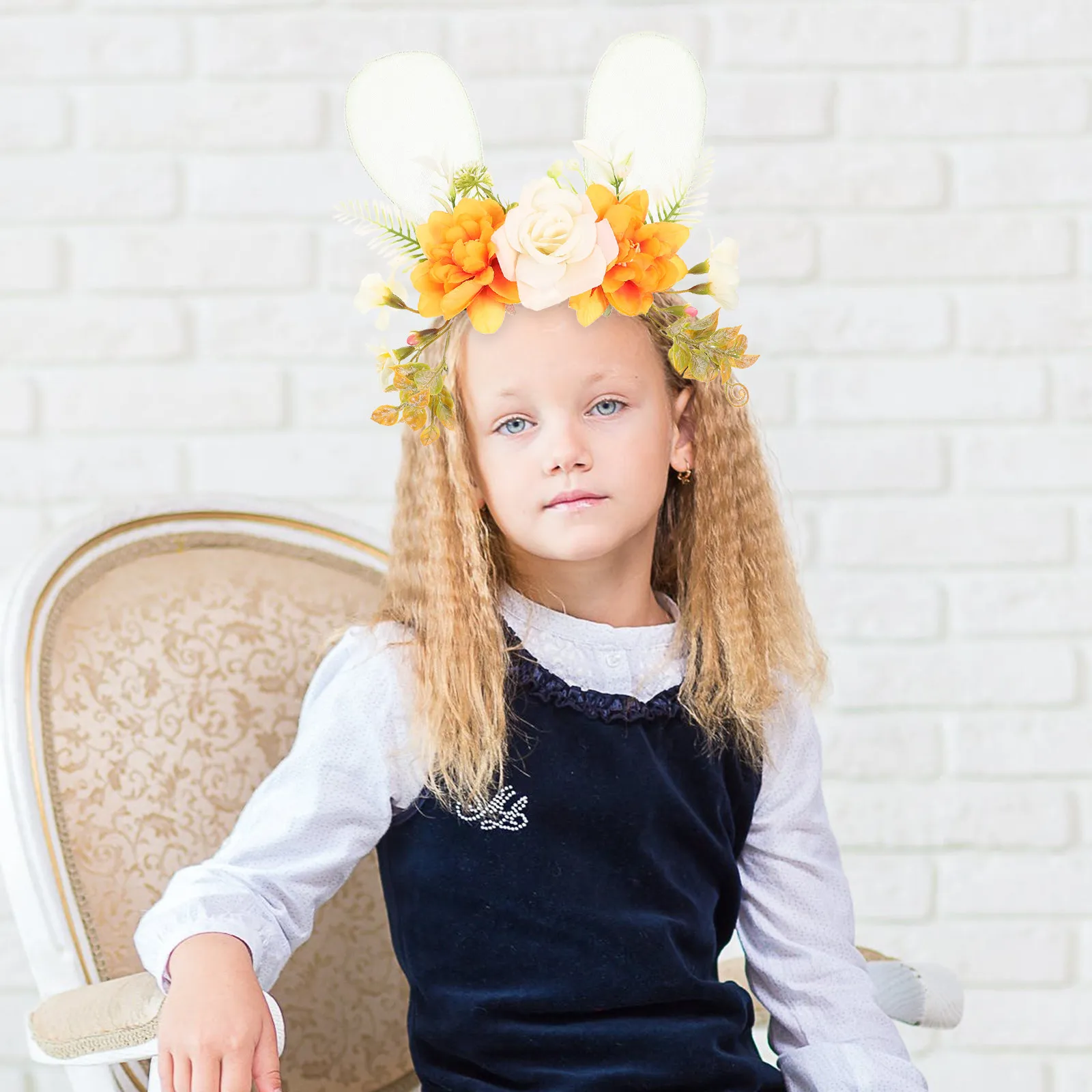 

Flower Rabbit Ear Headband for Girl Cute Animal Ear Headband Exquisite Design Fade Resistant Comfortable Wear Party Stage