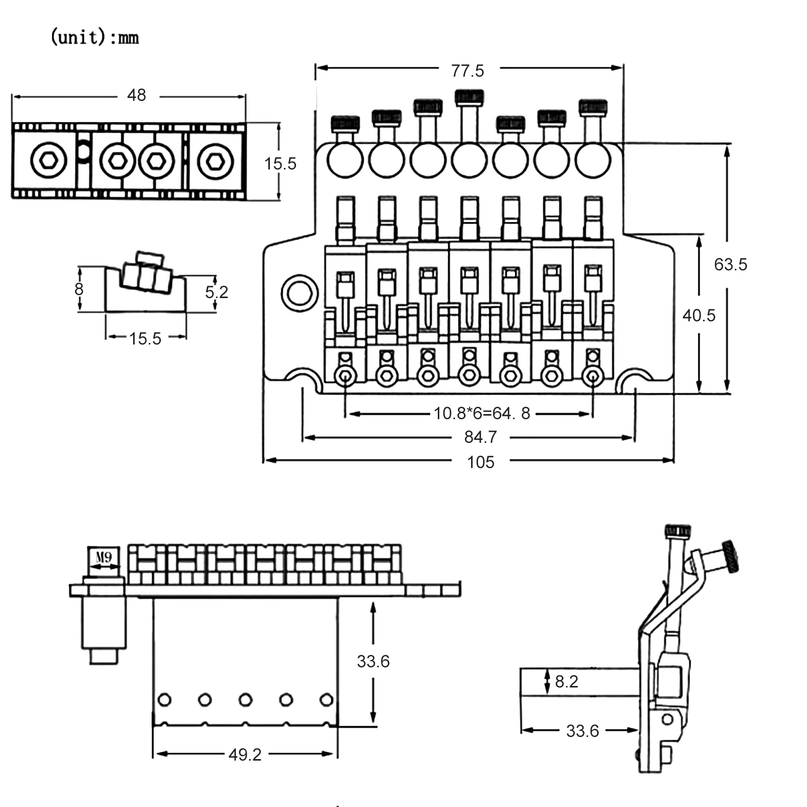 Features For Electric Guitar Double Lock Systyem Guitar Bridge Seven String Swing Bridge Vibrato System Pull Plate