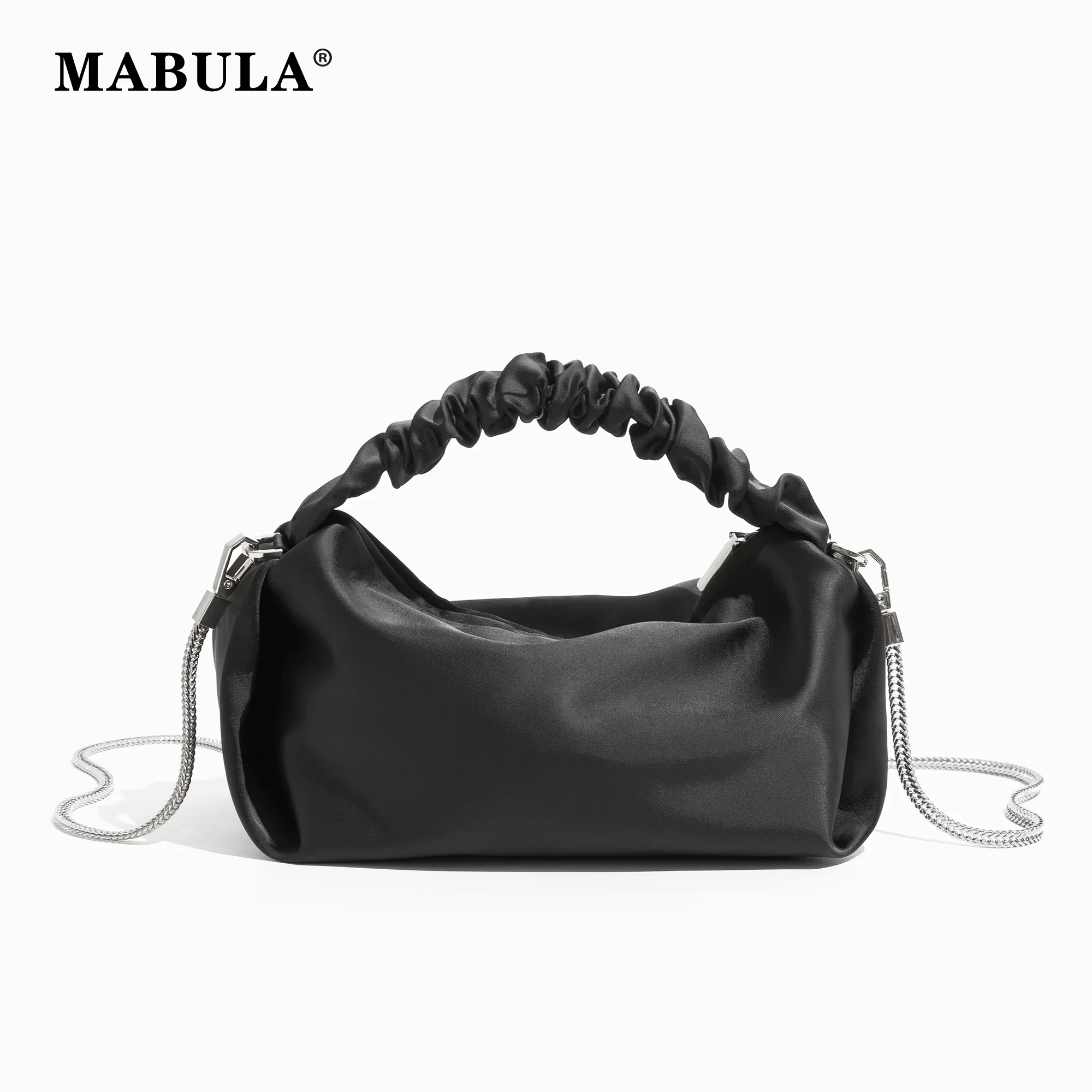 MABULA Marke Weichen Stoff Totes frauen Designer Handtaschen Kurzen Griff Luxus Schulter Damen Elegante Einfarbig Plissee Taschen