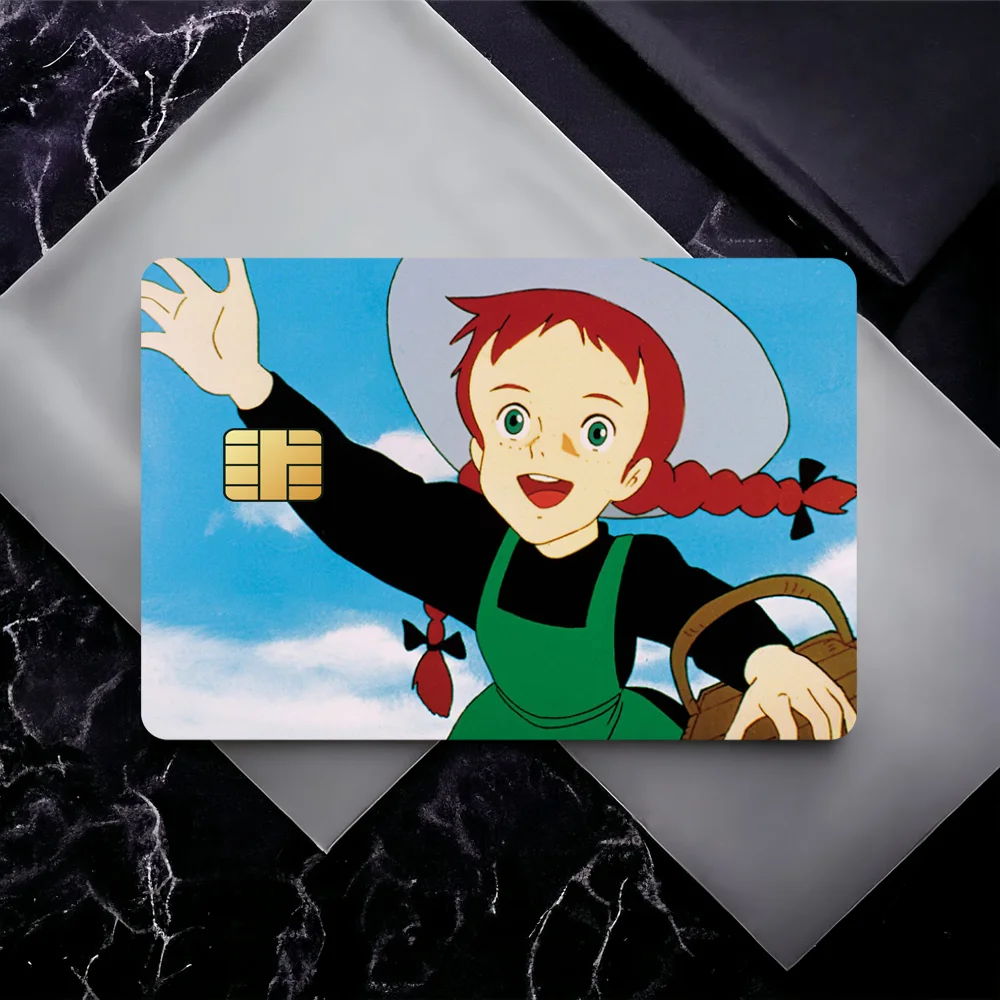 Anime A-Anne of Green G-Gables Waterproof Film Skin Cover Credit Card Stickers 4PCS Debit Front Decoration Bank Bus Pass