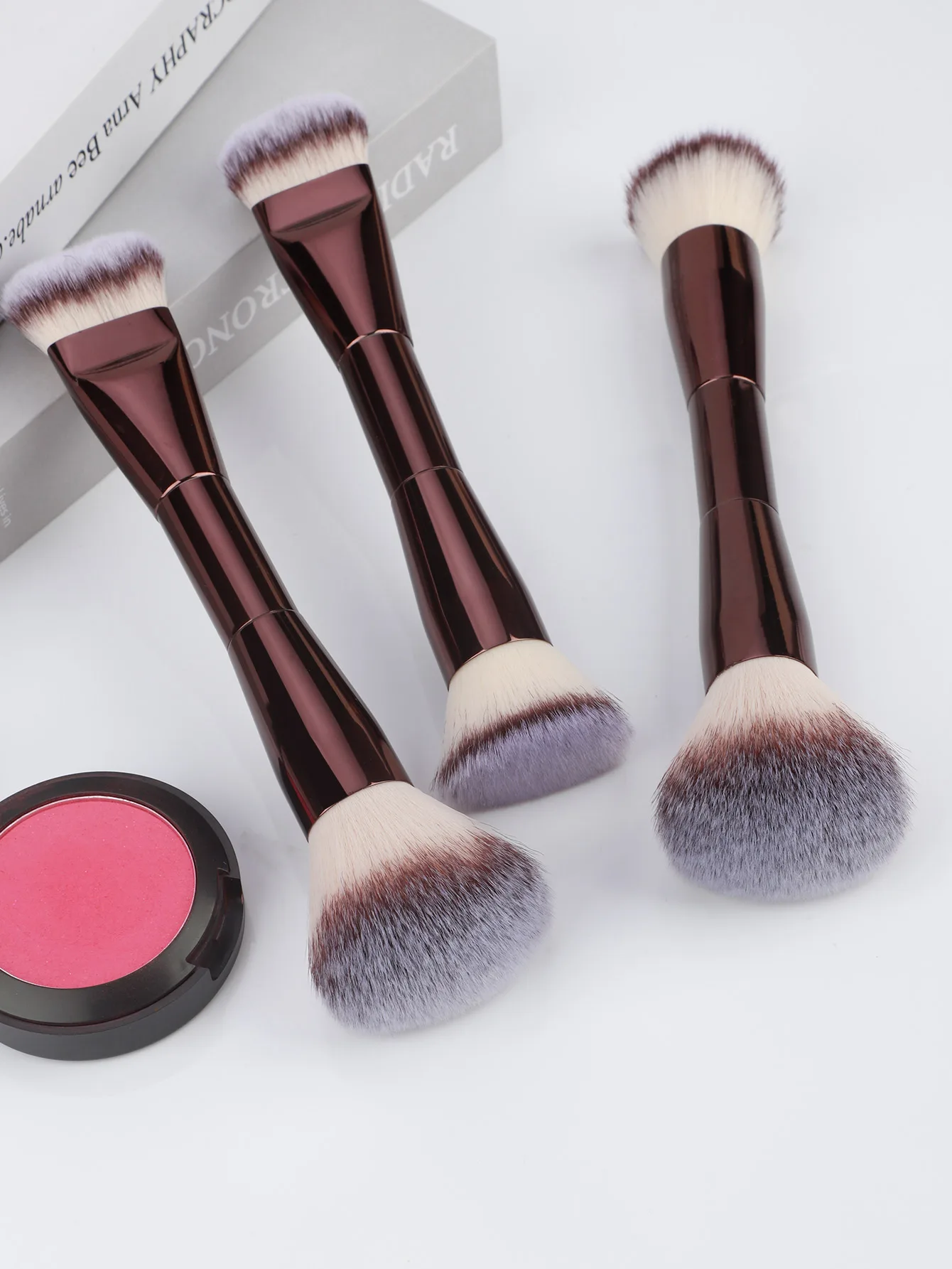 1PCS Dual-ended Makeup Brush  Reversible Kabuki Makeup Brushes Contour Brushes for Foundation Concealer Cream Cosmetics Bronzing