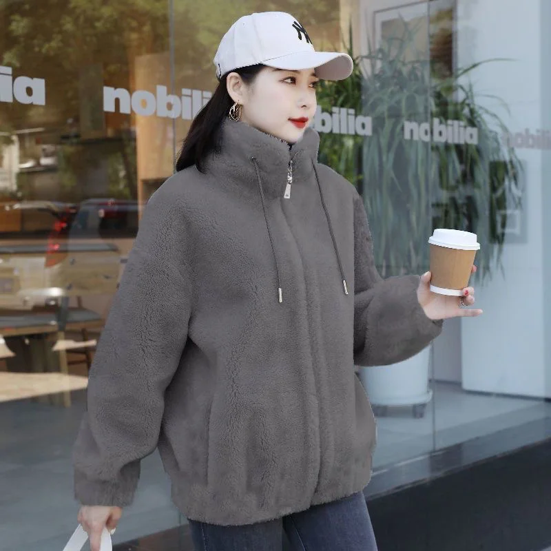Coat Women Double-Sided Fleece Warm Padded Large Size 6XL Jacket Female 2026 Autumn Winter New Outwear Stand Collar Cardigan Top