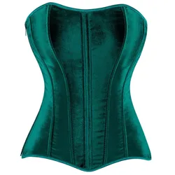 Vintage Long Torso Overbust Corset Top For Women Side Zipper Waist Trainer Bustier Body Shaper Victorian Burlesque Corselet
