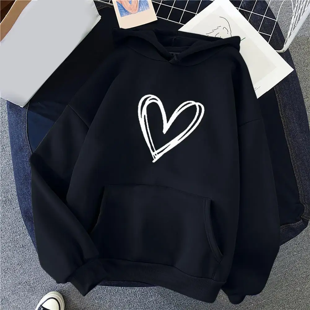 Fleece Lining Women Hoodie Men Sweatshirt Autumn Solid Color Sweatshirt Hooded Drawstring Pockets Pullover Loose Sport Hoodies