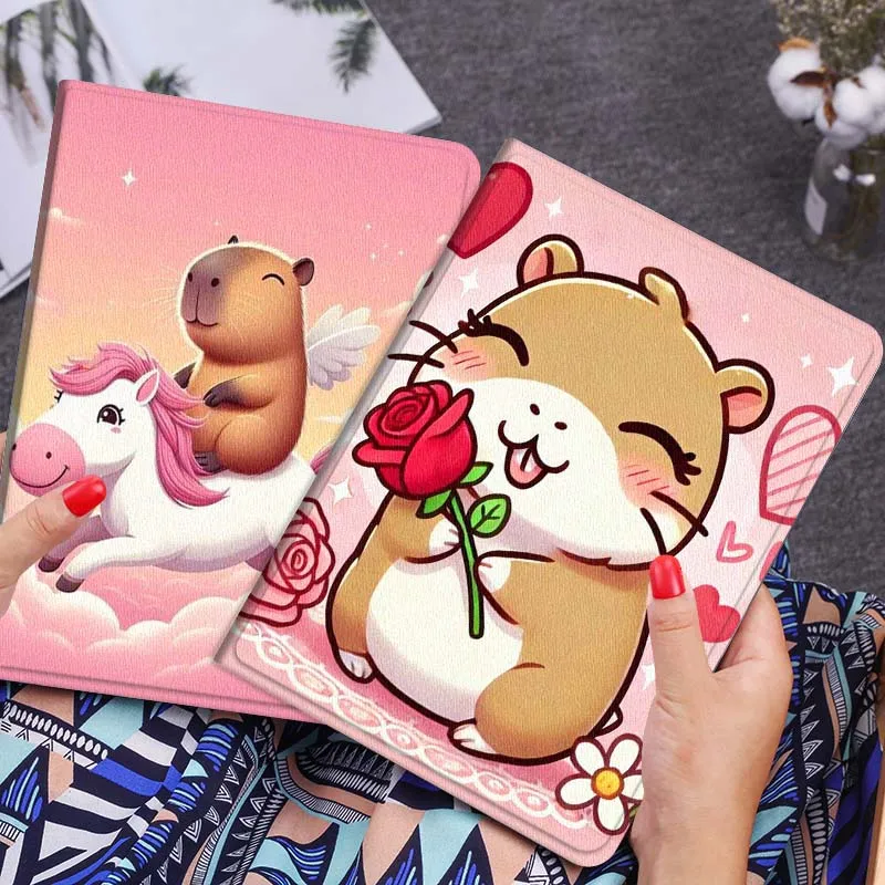 

Flower Art Cute Capybara Gift For Xiaomi Redmi Mi Poco Pad 2 5 6s 7 7s Ultra Pro Max 14 12.4 12.1 inch Soft Tablet Case