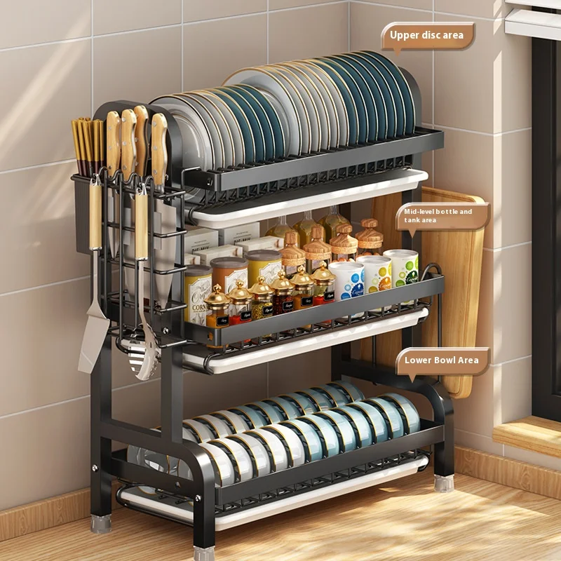 Kitchen storage rack, bowl and dish storage rack, drain rack, household multifunctional bowl and chopstick rack storage box