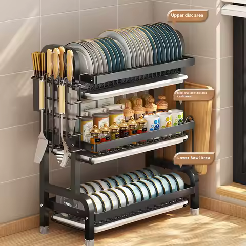 Kitchen storage rack, bowl and dish storage rack, drain rack, household multifunctional bowl and chopstick rack storage box