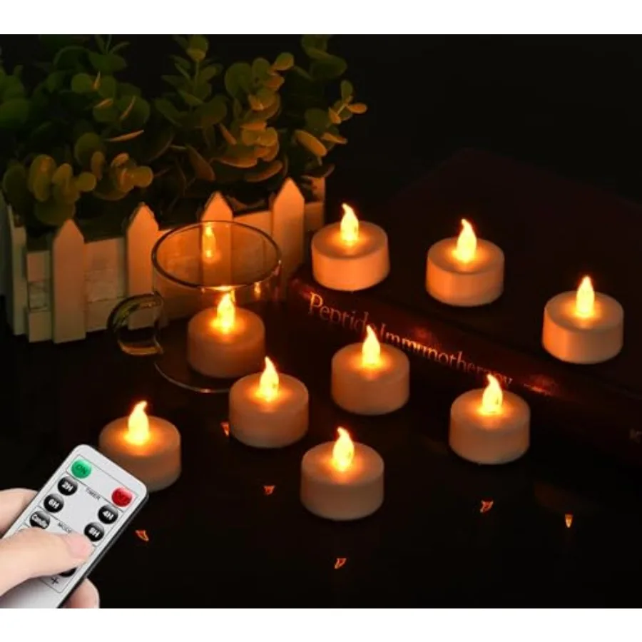 

LED Tea Lights with:Battery Operated Realistic and Bright Flickering Long Lasting 400+Hours Flameless Candles for Home Decor Ho