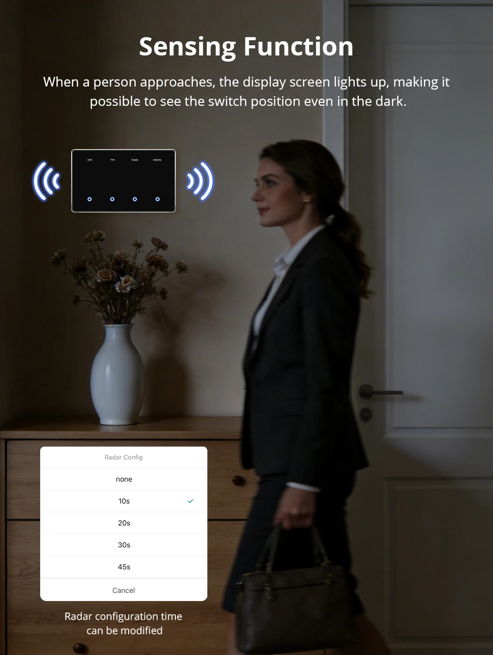 Zemismart US Schwarzer Zigbee DIY Namensschalter Horizontales Touch-Panel Smart Display Bildschirm Lichtschalter Kompatibel mit Tuya Smart Life App – Detail 8