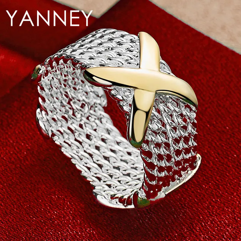 Women's 925 Sterling Silver 5/6/7/8/9/10# Fine Braided Cross Ring For Fashion Party Jewelry Engagement Wedding Accessories