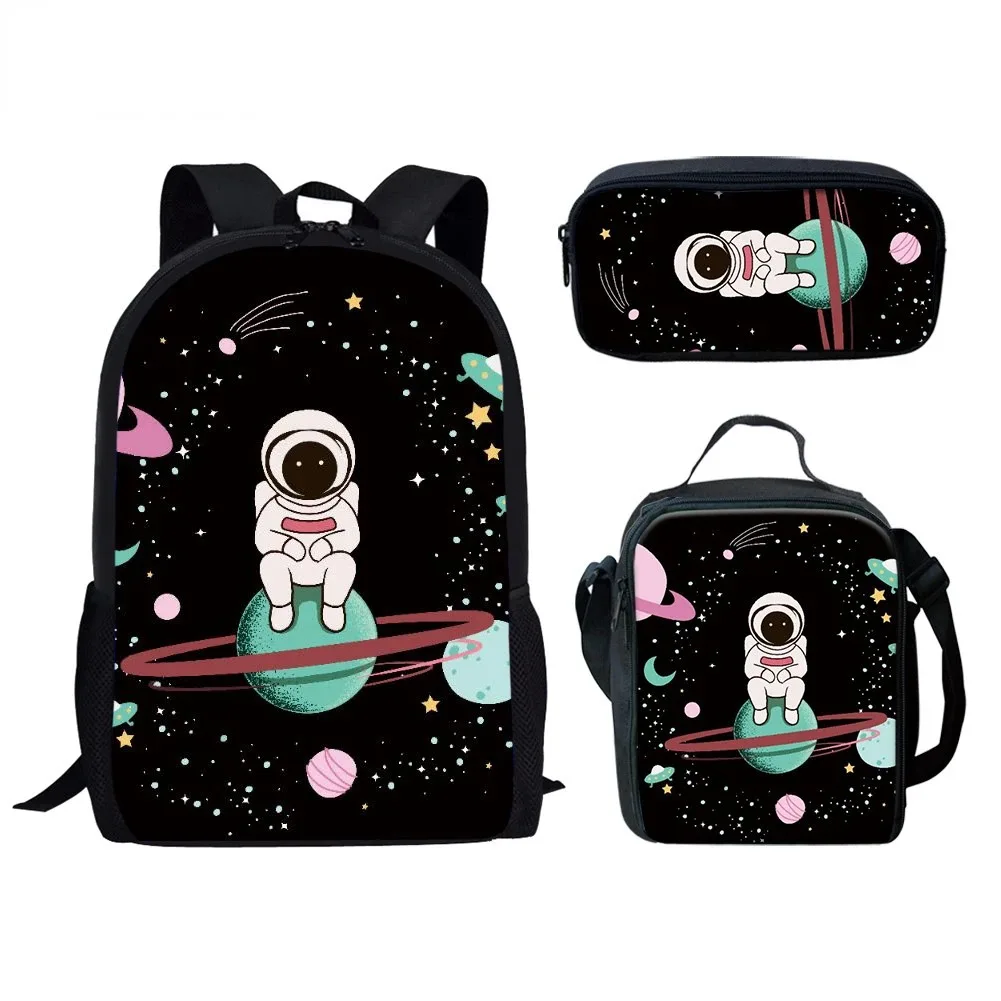 Student School Backpack with Astronaut 3D Printing, Laptop Backpack, Lunch Backpack, Pencil Case, Fantasy Space, Harajuku,