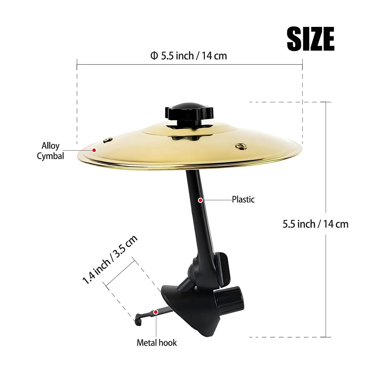 5.5 Inch Car Air Vent Cymbal - Clip-On Mini Drum Cymbal for Music Lovers, Fun Driving Accessory with Adjustable Hook