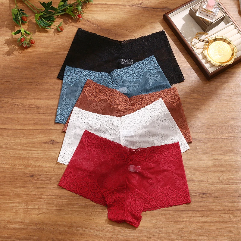 BZEL 3PCS/Set Women\'s Panties Sexy Lace Woman Boxers Hollow Out Charming Lingerie Breathable Female Boyshorts Fashion Underpants