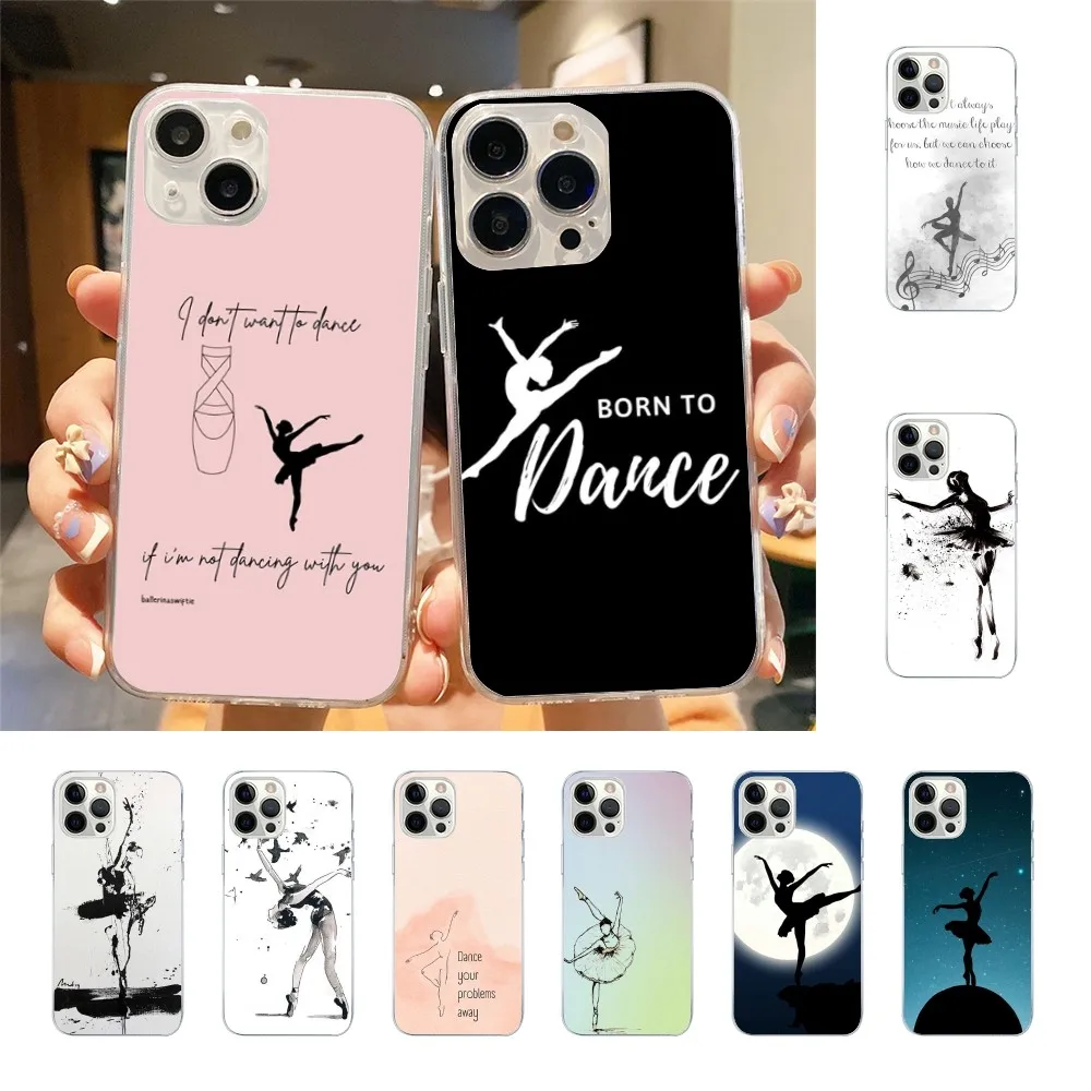 Dance Ballerina Ballet Dancing Phone Case For Iphone 15 11 13 14 Pro Max 7 8 Plus X Xr Xs Max Se2020 12mini Transparent Cover