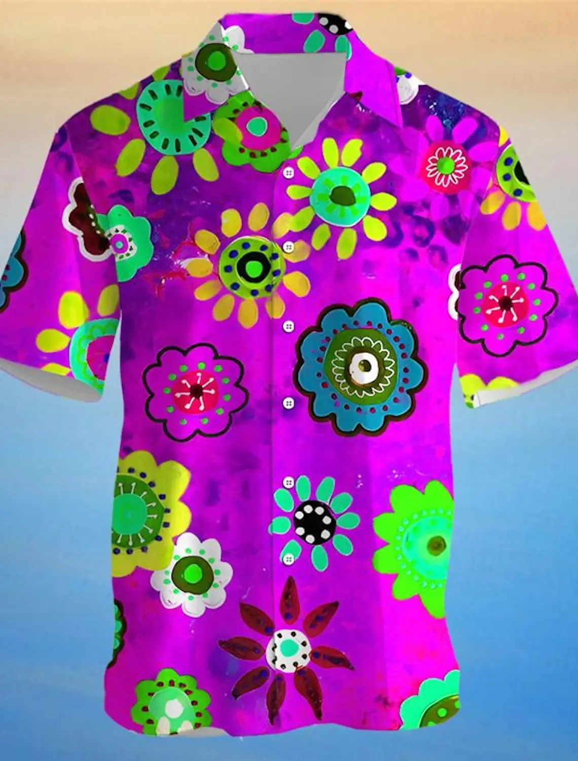 3D Printed Daisy  Men's Floral Hawaiian Shirt Party Home Holiday Summer Turndown Aloha shirts Short Sleeve Polyester Shirts