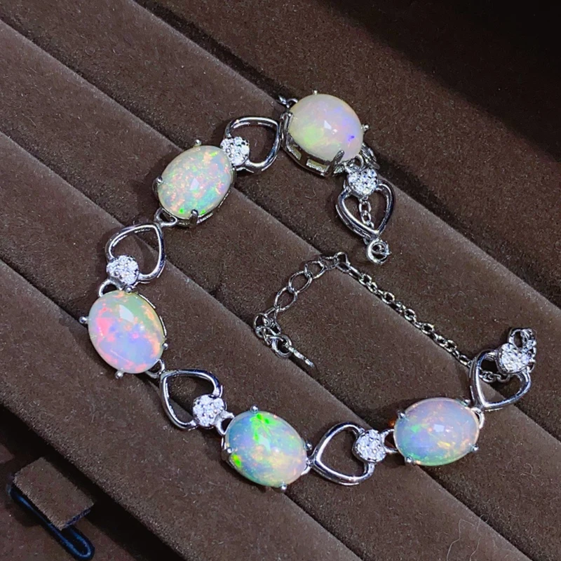 Natural Opal Bracelet for women silver 925 jewelry luxury gem stones 18k gold plated free shiping items