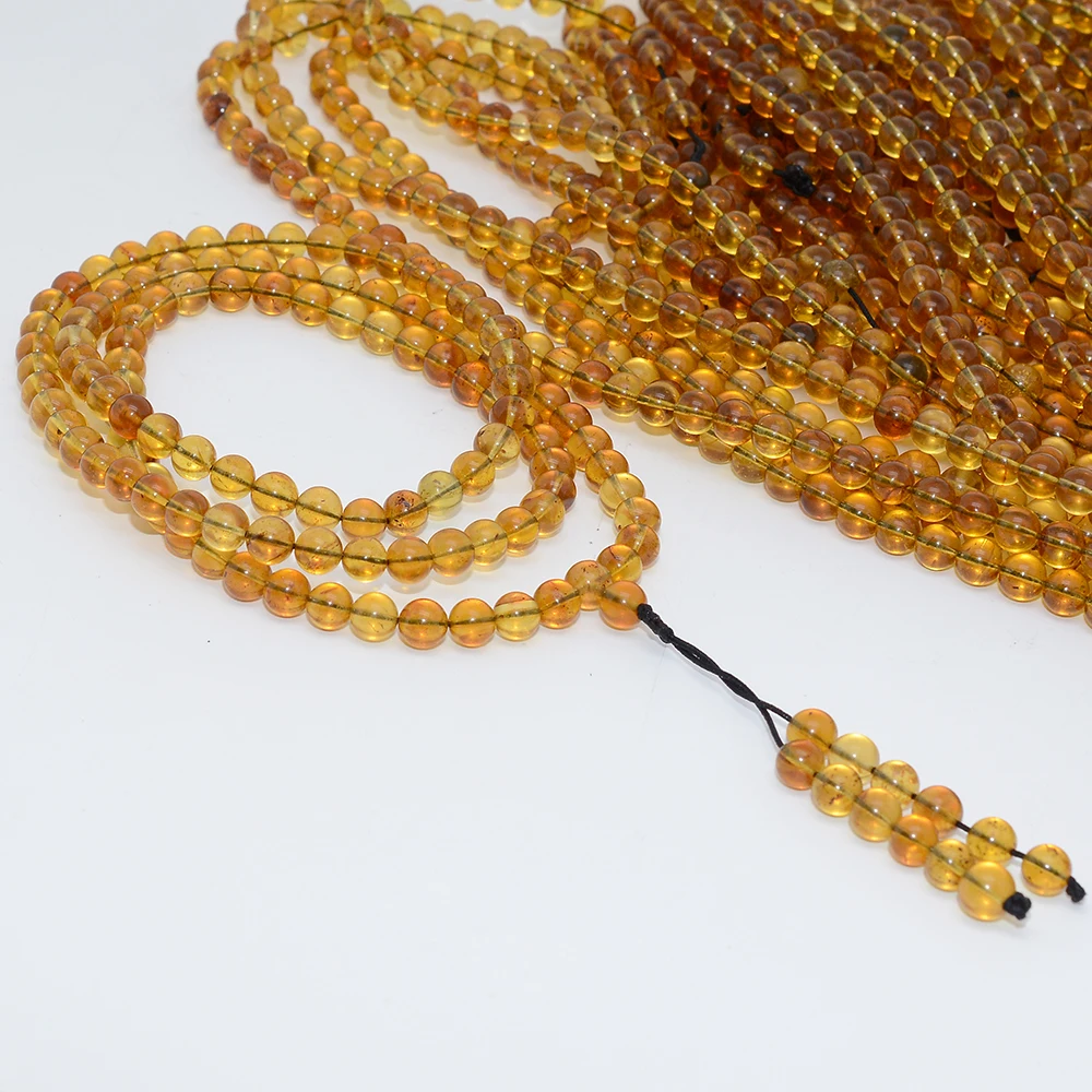 Natural Baltic Amber 108 Beads Mala Necklace 6.5mm-7mm