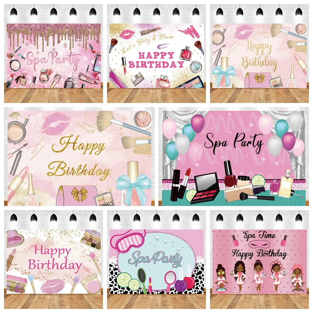 

Beauty Makeup Girl Princess Spa Party Theme Photography Background Pink Beauty Sweet Birthday Party Decoration Photo Studio.