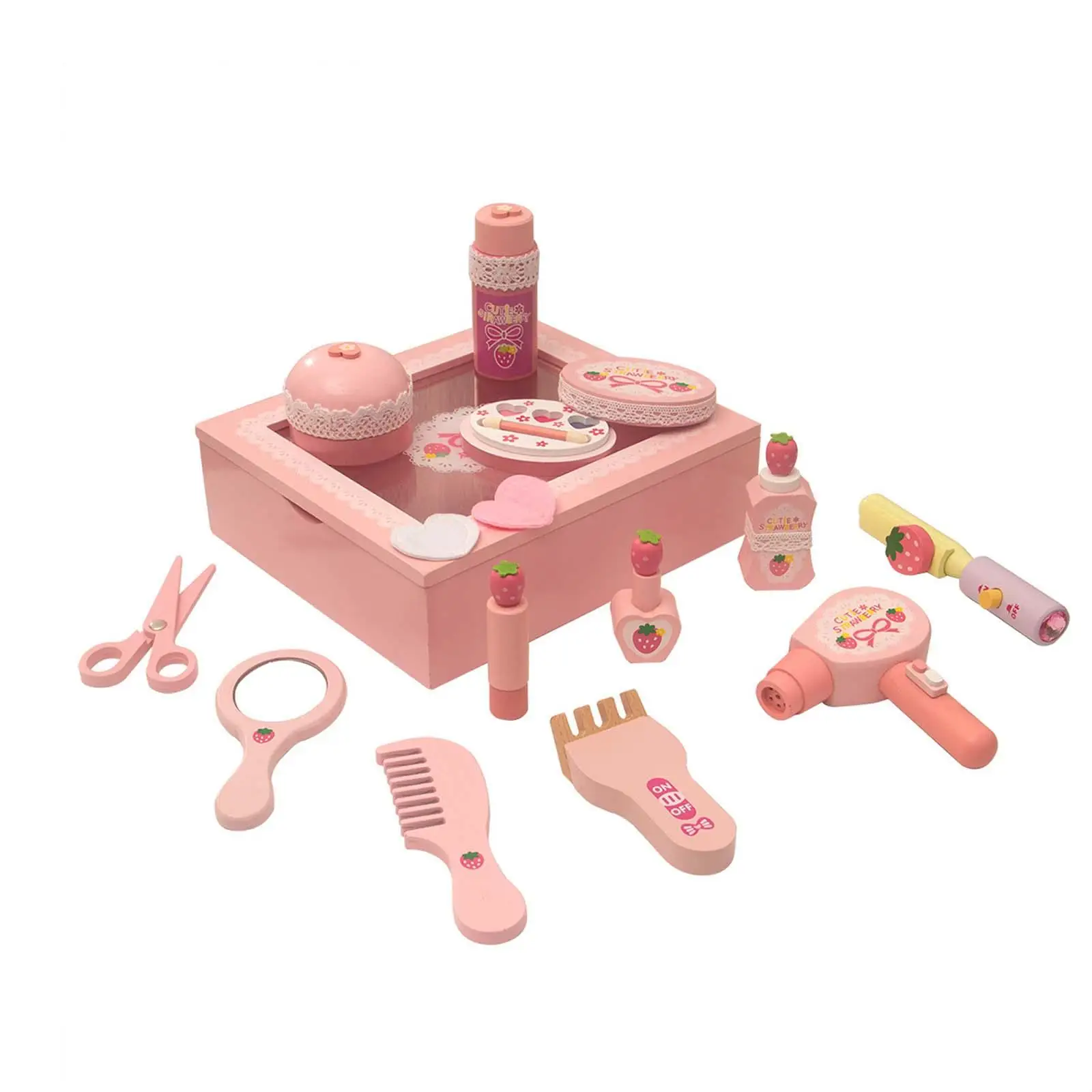 木製メイクアップおもちゃセット-プリンセスギフト-女の子向け-キッズメイクアップキット-ハロウィン-誕生日プレゼント-おもちゃ-ギフト-子供-女の子向け