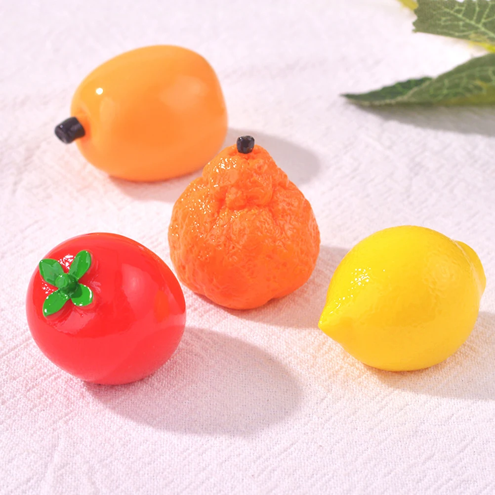 

14pcs Realistic Resin Fruit Miniatures Lifelike Artificial Fruits Set For Vase Fillers Photography Props Desktop Decorationfaux
