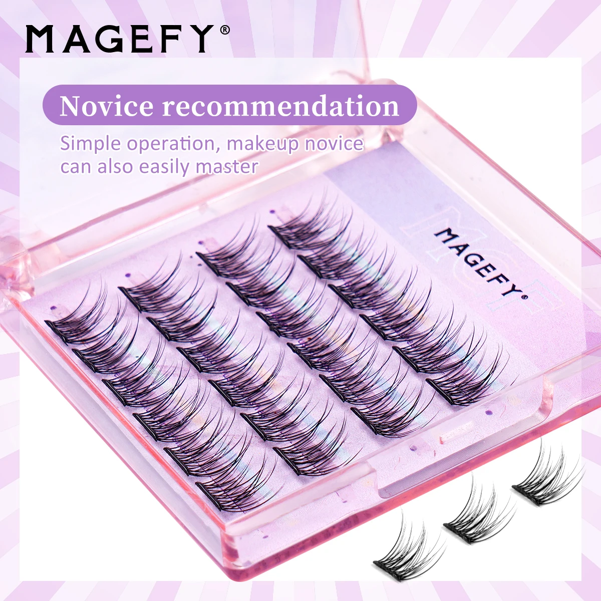MAGEFY 24 العنقودية الغراء الحرة الرموش الفردية D حليقة 12 مللي متر الطبيعية سليم الرموش الصناعية لطيف لاش تمديد للسفر الجمال