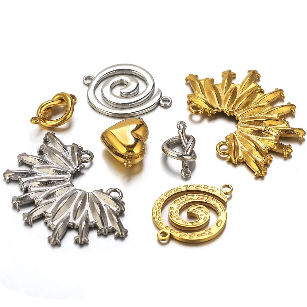 

5pcs Stainless Steel Charms Two-hole Heart Threads Connector Gold-plated DIY Bracelet Necklace Jewelry Making Material Wholesale