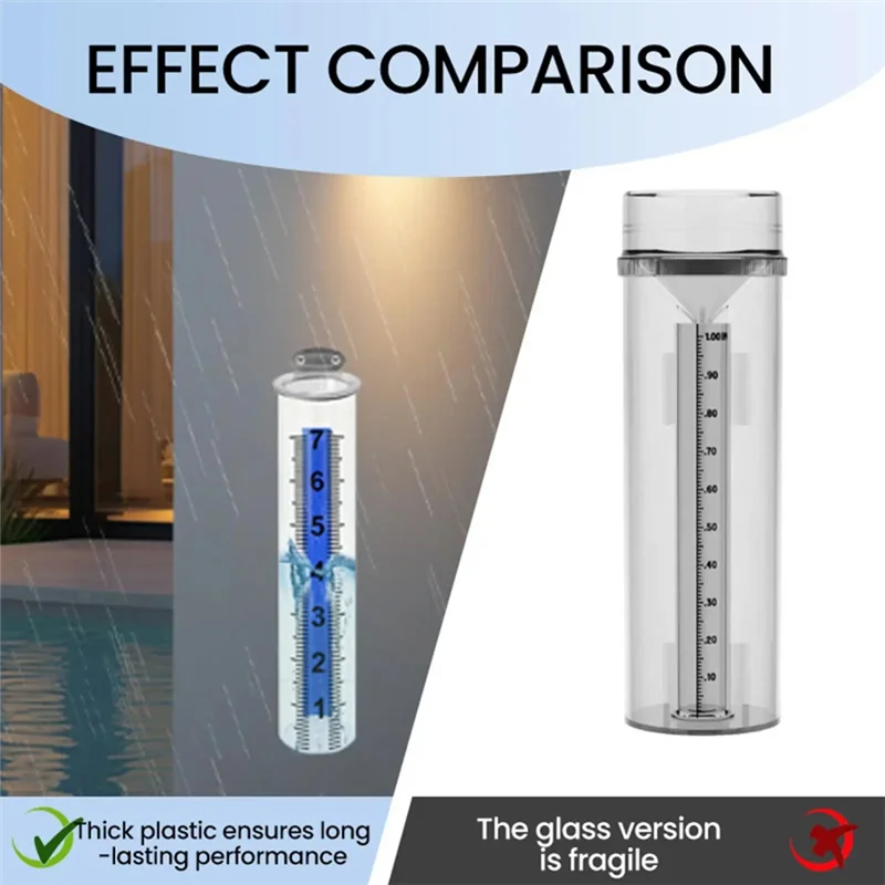 ABJI-Weatherproof Rainfall Gauge Accurate Rain Measure Tool For Garden For Fence Yard Patio Lawn Farm Deck Outdoors