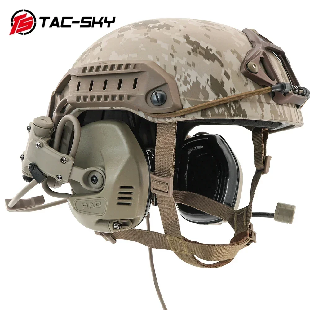 TAC-SKY Tactical Headset RAC Communication Headset Airsoft Noise Reduction Headphones with Tactical ARC Rail Adapter Fast Helme