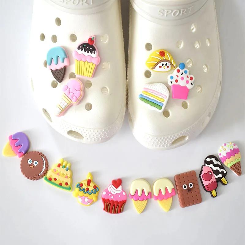 Pin de dijes de zapatos de helado para Crocs, accesorios de zuecos, toboganes de burbujas, decoración de zapatos DIY, regalo de fiesta para niños