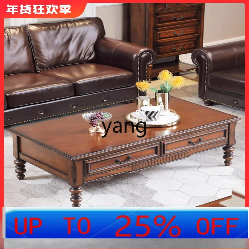 

LH solid wood coffee table simple retro tea table rectangular living room furniture full set