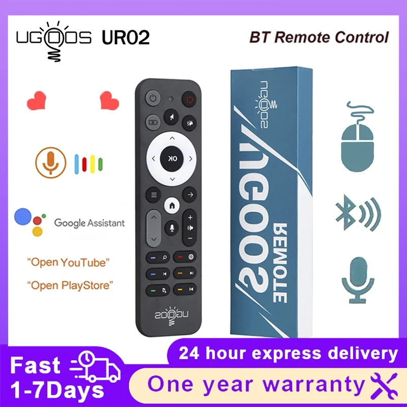 Original UGOOS UR02 Bluetooth Voice Remote Control Replacement for Ugoos TOX1 TOX3 TOX4 PRO AM6B PLUS X4Q Cube Pro Extra TV Box