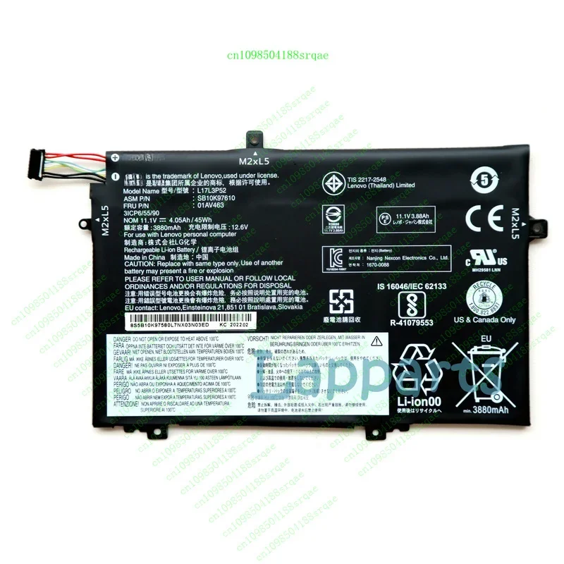 

New Genuine L17L3P52 L17C3P52 L17M3P53 Battery for Lenovo ThinkPad L480 L580"% Test"