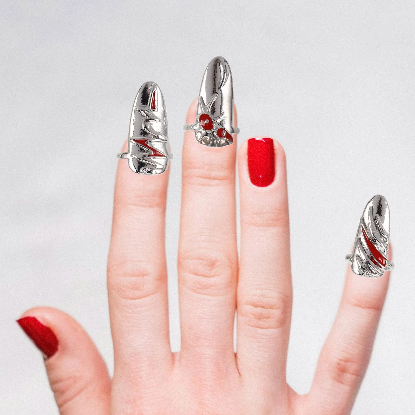 

4 pcs Crystal Finger Nail Set Adjustable Punk Gothic Fake Knuckle Manicure Jewelry Nail Art Charms Finger Tip