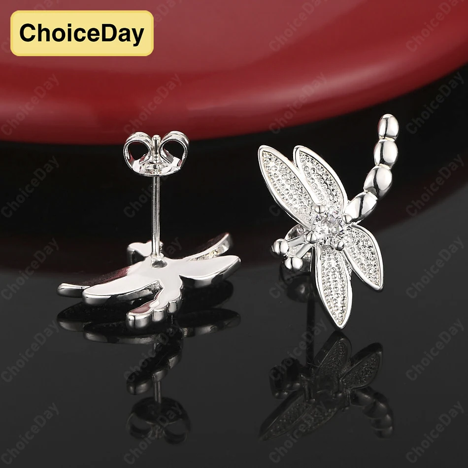 

ChoiceDay 925 Sterling Silver Delicate Dragonfly Earrings Women Wedding Accessories Fashion Jewelry