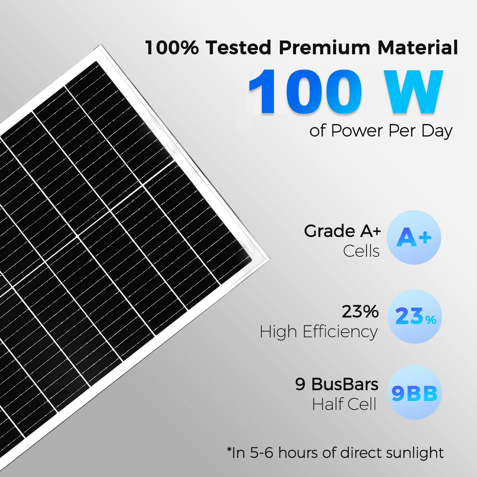 100W Glas-Solarmodul mit Aluminiumrahmen, Solarplatte Photovoltaik-Panel Solarladepanel, für Camping Wohnwagen Haus Garten