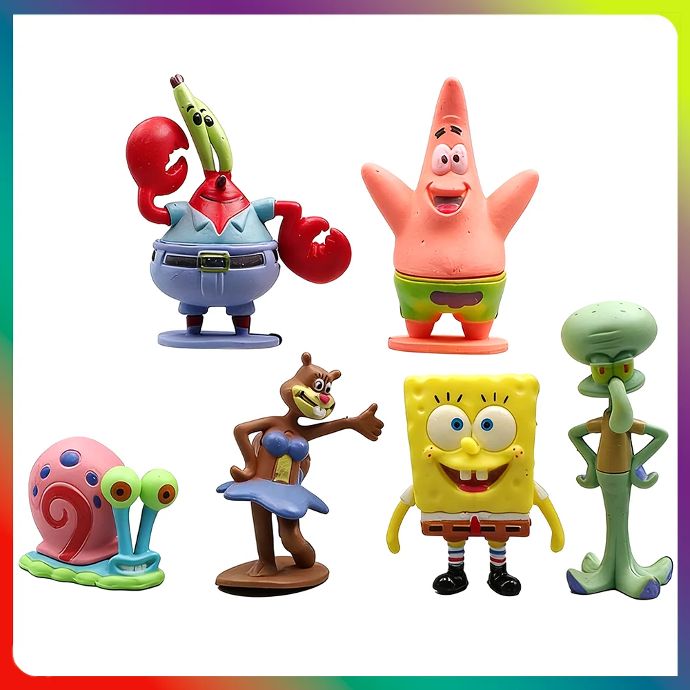 6 Figuras de Bob Esponja, Bob Esponja, Sr. Krabs, Patricio Estrella, Figuras de Acción, Figuras de Anime de Patricio Estrella, Juguetes para Niños