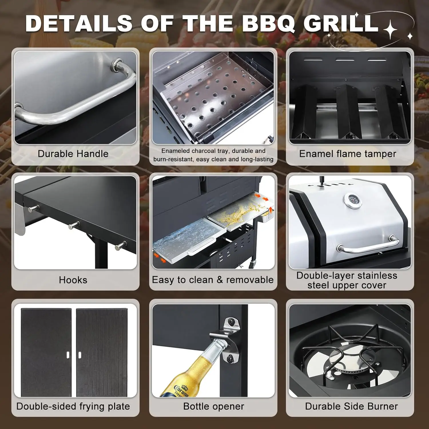 Gas & Charcoal Combo BBQ Grill 3