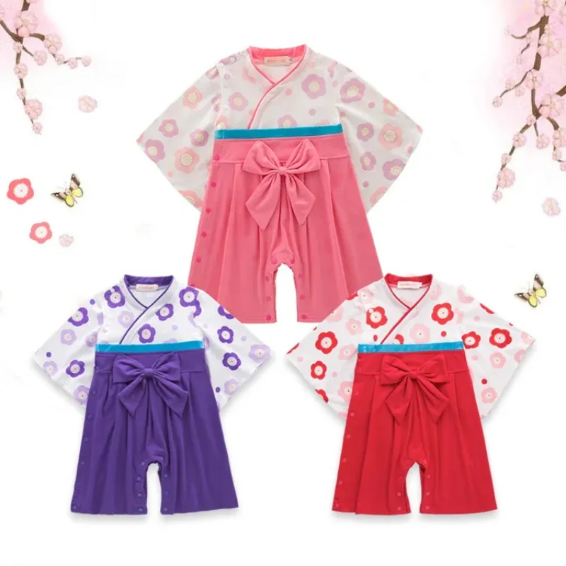 

Kimono Romper Baby Girls Clothes Japanese Style Soft Cotton Clothing Infant Kids Costume Newborn Printing Jumpsuits