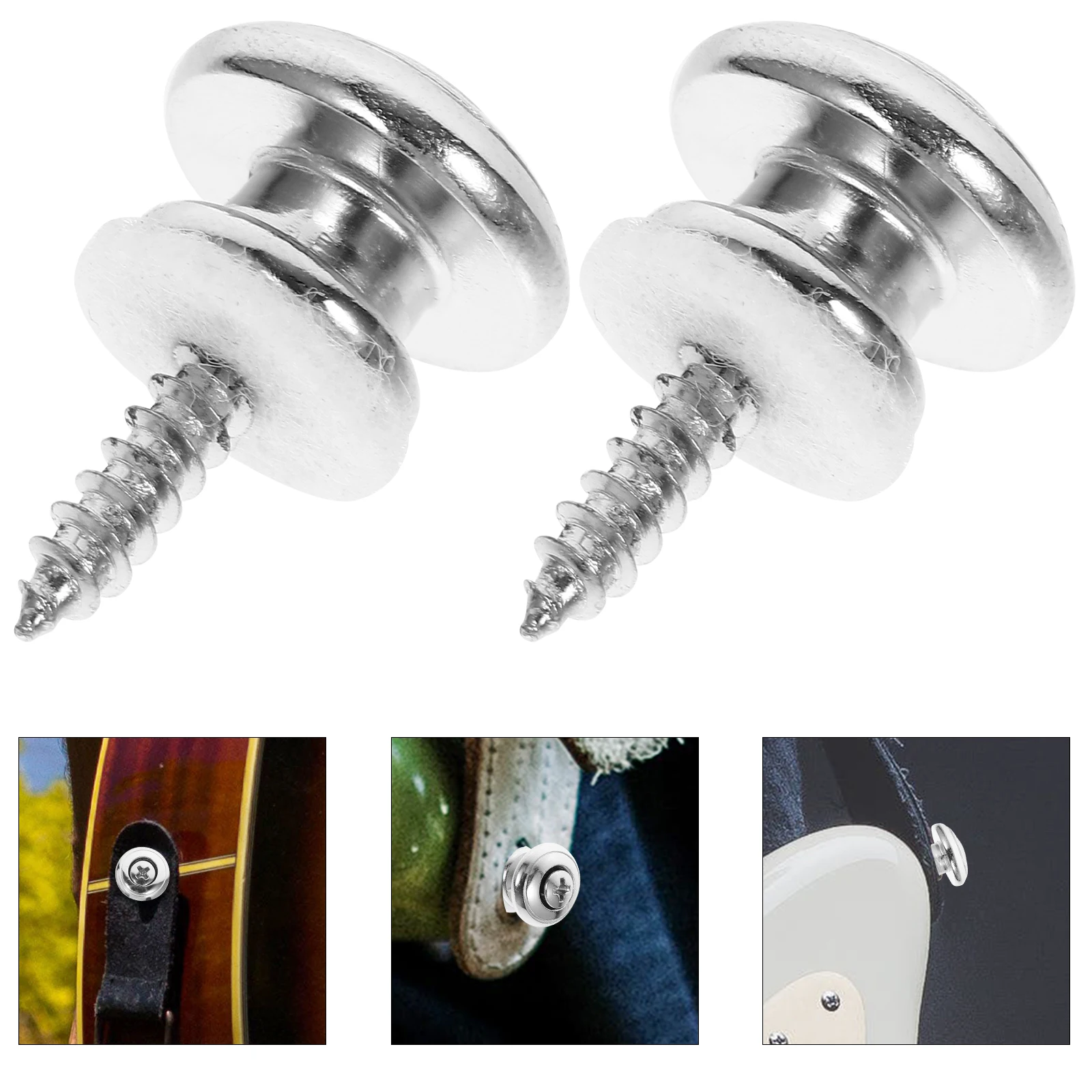 

1 set Metal Guitar Strap Locks Set Replacement Retainer Studs Bass Ukulele Strap Accessories Durable Protector Button Fixator