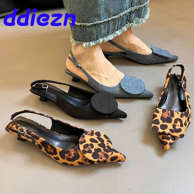 New Fashion Leopard Print Footwear Designer Women Pumps Shoes With Low Heel Female Pointed Toe Shallow Ladies Heeled Shoes