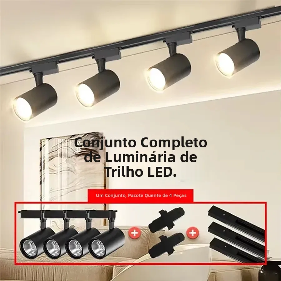 Luminária de Trilho LED COB 12W 20W 30W 40W, Holofote para Iluminação de Trilho, para Lojas, Galerias, Exposições e Iluminação de Teto Residencial