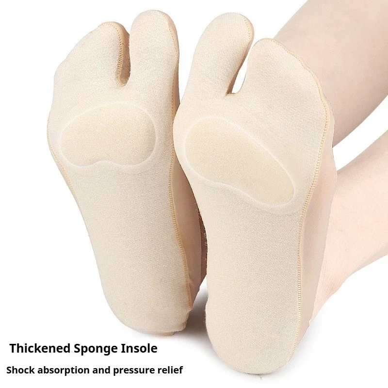 Women Boat Sock Toe Separated Socks Plantar Fasciitis Insole Forefoot Shock Absorbing Shoes Sole Invisible Non Slip Pads