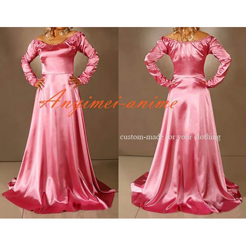 

fondcosplay Gothic Lolita Punk Medieval Gown Ball Long Dress Evening pink satin Dress Cosplay Costume CD/TV[CK1182]