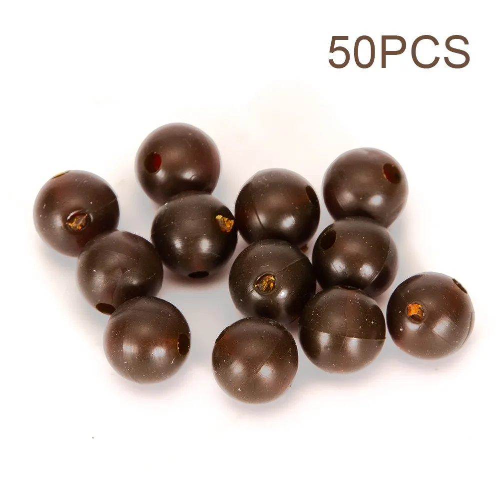 50pcs 6/8mm Blocking Beads Rubber Soft Anti-collision Beans Round Fishing Set Space Beans Line Set Floating Shock Rig Bead