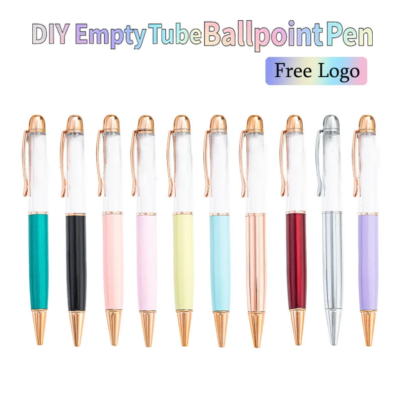 

DIY индивидуальный логотип, шариковая ручка с кристаллами и полой трубкой, рекламная ручка с логотипом, офисные канцелярские принадлежности, разноцветные металлические шариковые ручки
