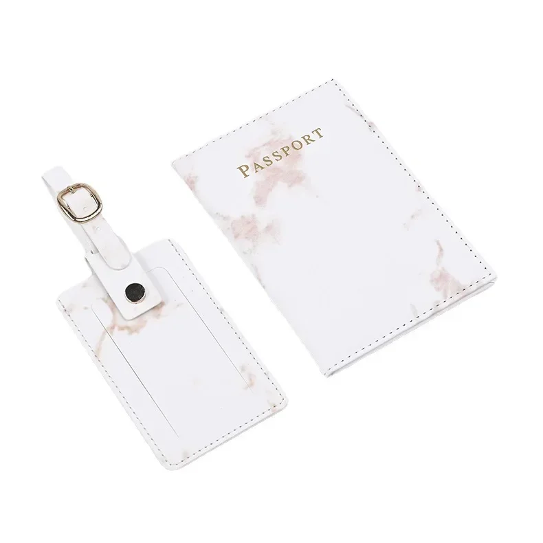 Porta passaporto Porta documenti Porta carte di credito Porta biglietti di volo Clip Accessori da viaggio Nuovo set di etichette per bagagli con copertina per passaporto in marmo