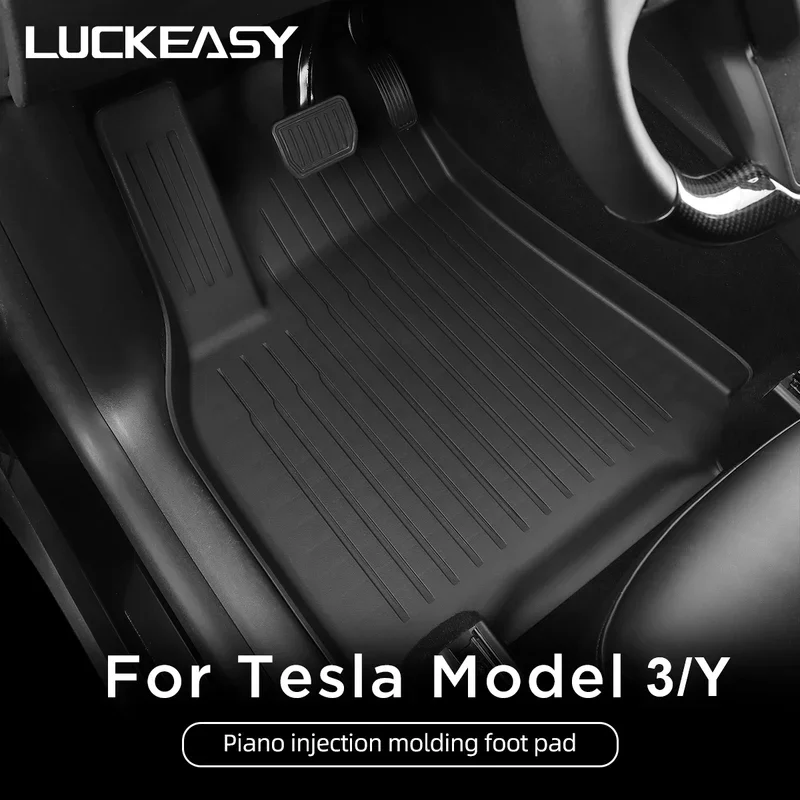 Luckeasy for Tesla Model Y floor mat TPE waterproof wear-resistant protective mat Model 3 foot pad car interior accessories