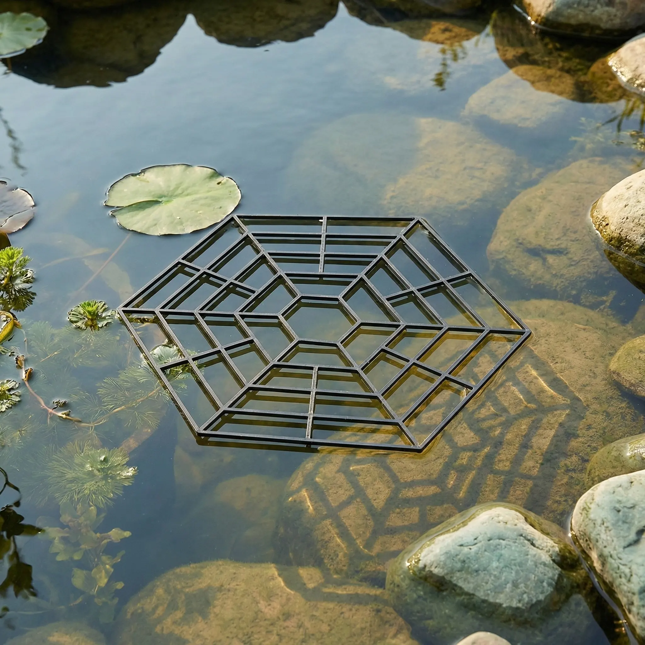 40Pcs Floating Pond Net Cover Hexagonal Plastic Fish Pond Protection Netting for Garden Ponds Crow Defense Fish Guard